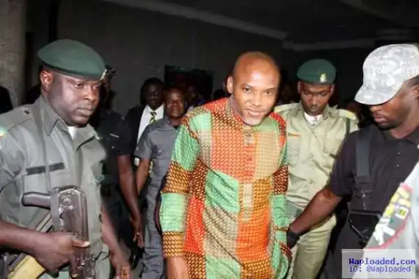 Photos Of Biafra Radio Director, Nnamdi Kanu In Court Today